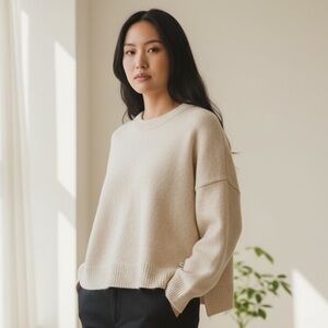 Olive Clothing Cream Cropped Chunky Wool Blend Sweater M/L UK Oversized